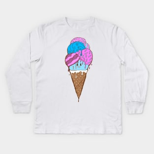 Cotton Candy Cute Ice Cream Cone Kids Long Sleeve T-Shirt